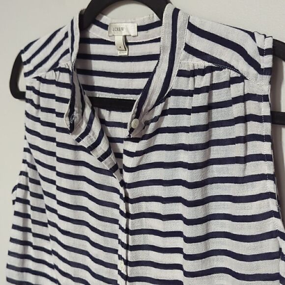 J Crew Striped Sleeveless Button Down Shirt - Picture 2 of 6